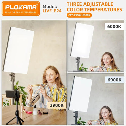 PLOKAMA Live P24 Professional LED Fill Light – 24-Inch Studio Lighting Panel for Photography, Videography & Live Streaming