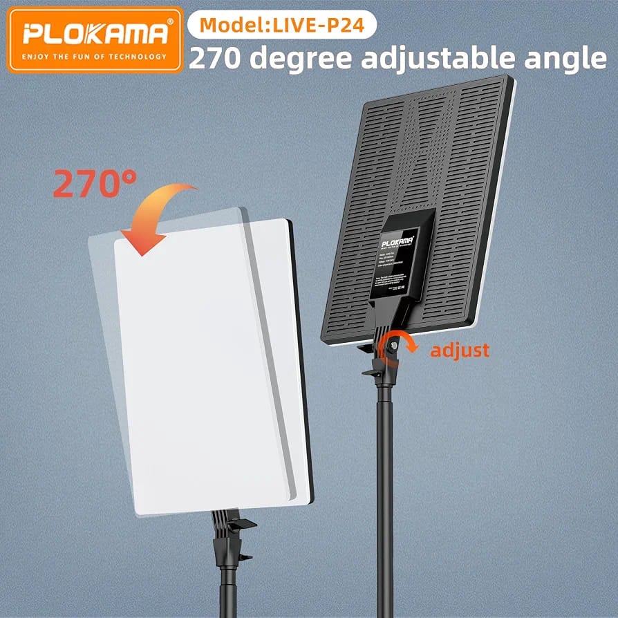 PLOKAMA Live P24 Professional LED Fill Light – 24-Inch Studio Lighting Panel for Photography, Videography & Live Streaming