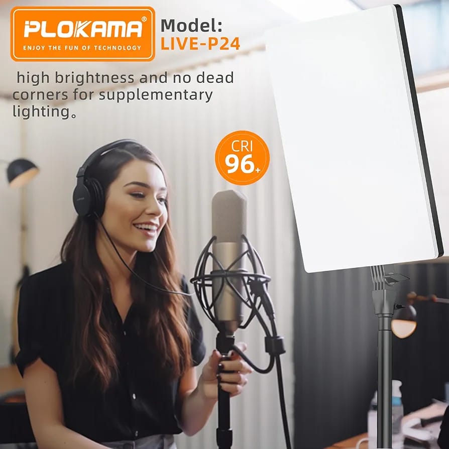 PLOKAMA Live P24 Professional LED Fill Light – 24-Inch Studio Lighting Panel for Photography, Videography & Live Streaming