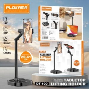 Plokama DT-100 Professional Desktop Mobile Stand – Adjustable 360° Phone & Tablet Holder