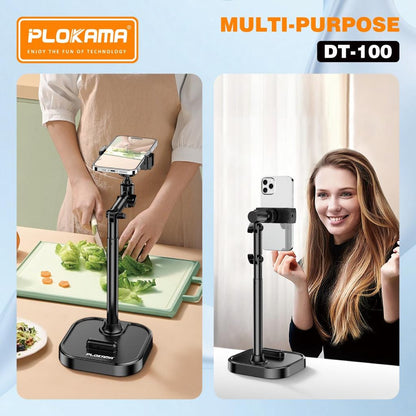 Plokama DT-100 Professional Desktop Mobile Stand – Adjustable 360° Phone & Tablet Holder