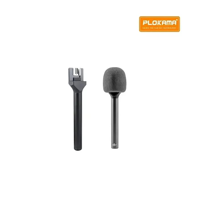 Plokama WM1 Microphone Handle – Handheld Interview Mic Stick with Windproof Cover