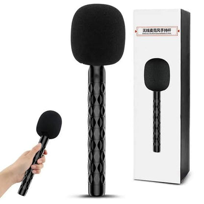 Plokama WM1 Microphone Handle – Handheld Interview Mic Stick with Windproof Cover