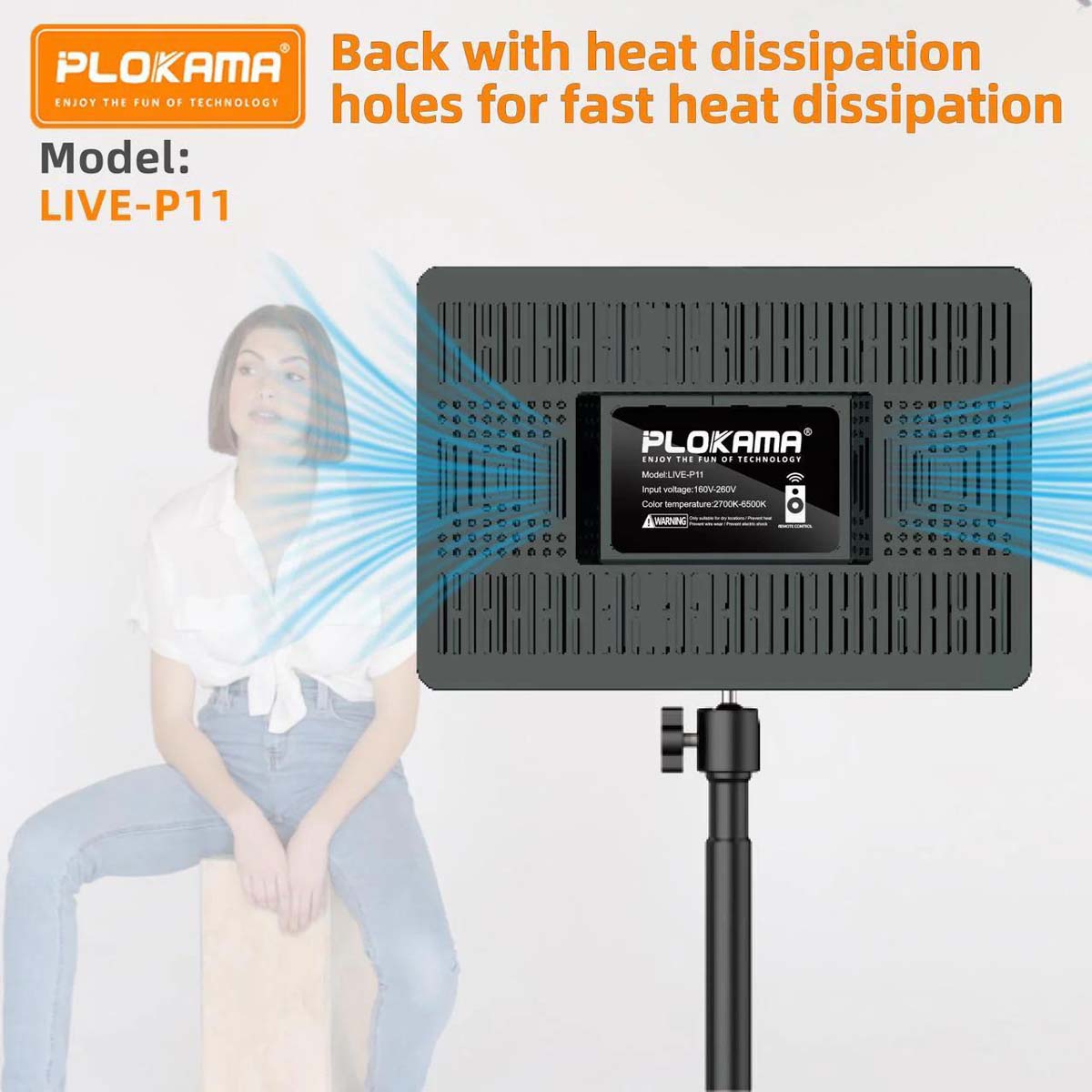 PLOKAMA Live P11 Professional LED Fill Light – 11-Inch Studio Lighting Panel for Photography, Videography & Live Streaming