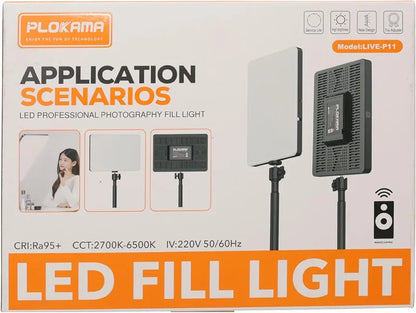 PLOKAMA Live P11 Professional LED Fill Light – 11-Inch Studio Lighting Panel for Photography, Videography & Live Streaming