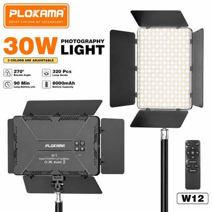 Plokama W12 30W Photography Light – 8000mAh Portable Video Light