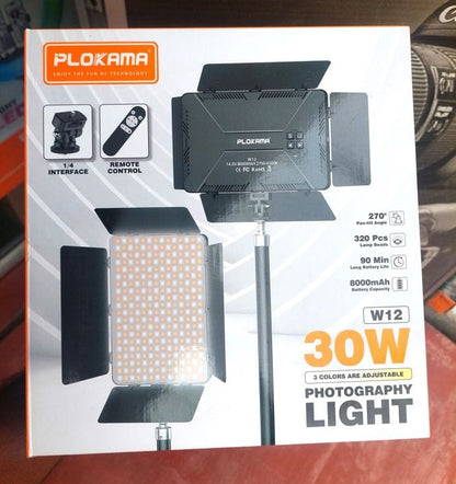 Plokama W12 30W Photography Light – 8000mAh Portable Video Light