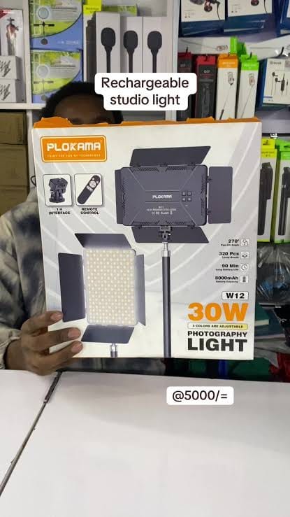 Plokama W12 30W Photography Light – 8000mAh Portable Video Light
