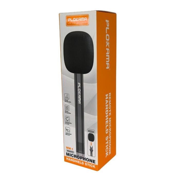 Plokama WM1 Microphone Handle – Handheld Interview Mic Stick with Windproof Cover