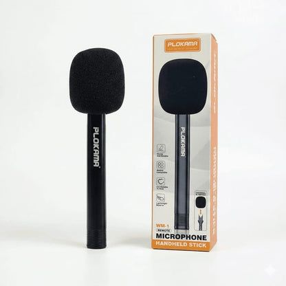 Plokama WM1 Microphone Handle – Handheld Interview Mic Stick with Windproof Cover