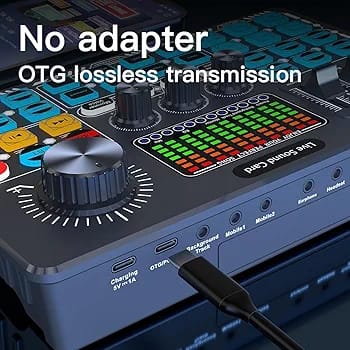 Q6S Dual-Channel Sound Card with Built-in 48V Phantom Power – Professional Audio Mixer for Live Streaming, Podcast & Recording