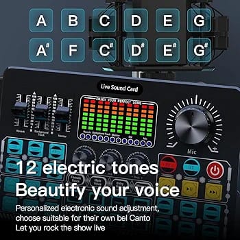 Q6S Dual-Channel Sound Card with Built-in 48V Phantom Power – Professional Audio Mixer for Live Streaming, Podcast & Recording