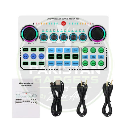 Professional Live Sound Card – Audio Mixer Board with Noise Reduction, Voice Changer & Lighting Effects for Streaming & Karaoke