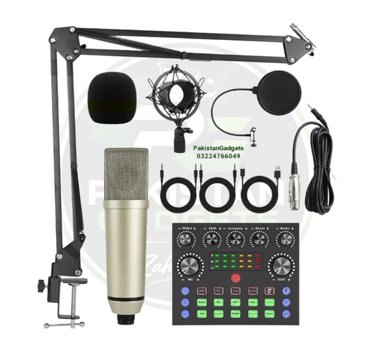 U87 Condenser Mic With V8S Dual Channel Sound Card For Podcast Studio TikTok Facebook YouTube Live Streaming
