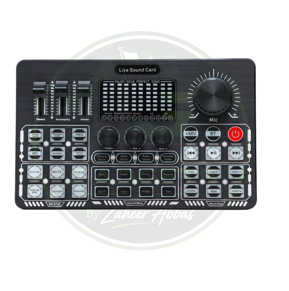Q6S Dual-Channel Sound Card with Built-in 48V Phantom Power – Professional Audio Mixer for Live Streaming, Podcast & Recording