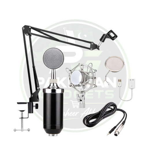 V900 Condenser Mic With Arm Stand Pop Filter Shock Mount XLR Cable