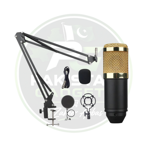BM800 Condenser Mic With Arm Stand Pop Filter Shock Mount XLR Cable