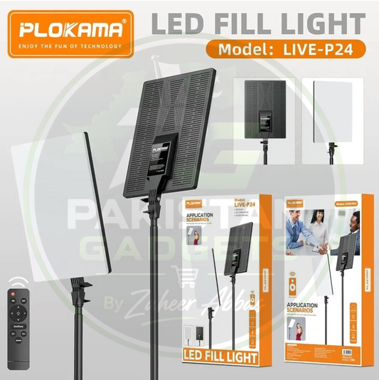 PLOKAMA Live P24 Professional LED Fill Light – 24-Inch Studio Lighting Panel for Photography, Videography & Live Streaming