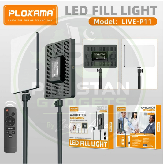 PLOKAMA Live P11 Professional LED Fill Light – 11-Inch Studio Lighting Panel for Photography, Videography & Live Streaming