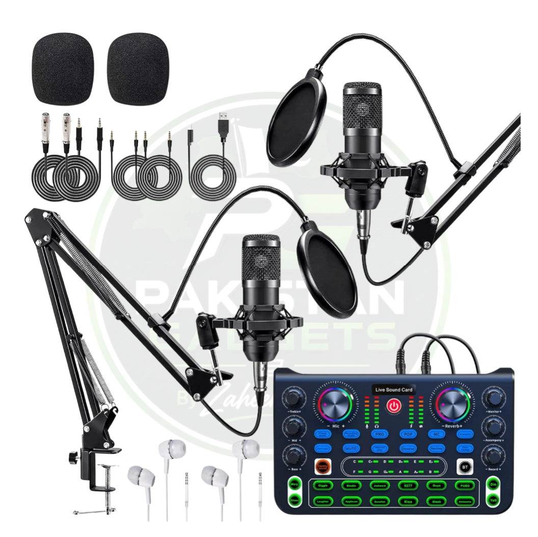 Dual BM800 Condenser Mic Kit with X60 Sound Card – 2-Person Podcast Setup
