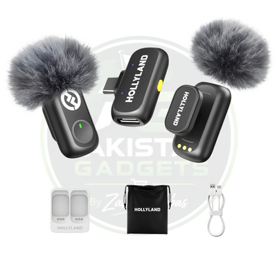 Hollyland Lark A1 Wireless Microphone in Pakistan – 2TX + USB-C RX | Noise Cancellation Mic for iPhone & Android
