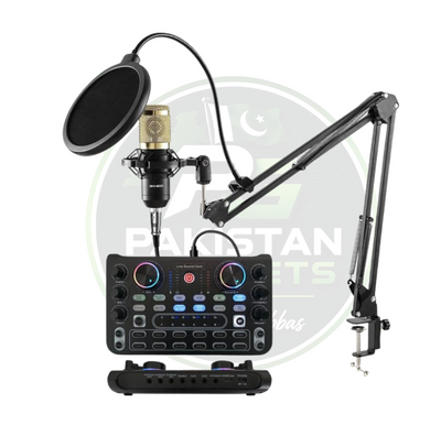 BM800 Condenser Mic with X60 3-Channel Sound Card – Professional Studio Kit for Podcast & TikTok Live Streaming