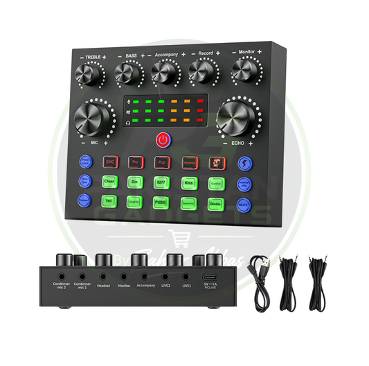 V10 Dual-Channel Sound Card – Professional Audio Mixer for Gaming, Podcast, TikTok, Facebook & YouTube Live Streaming