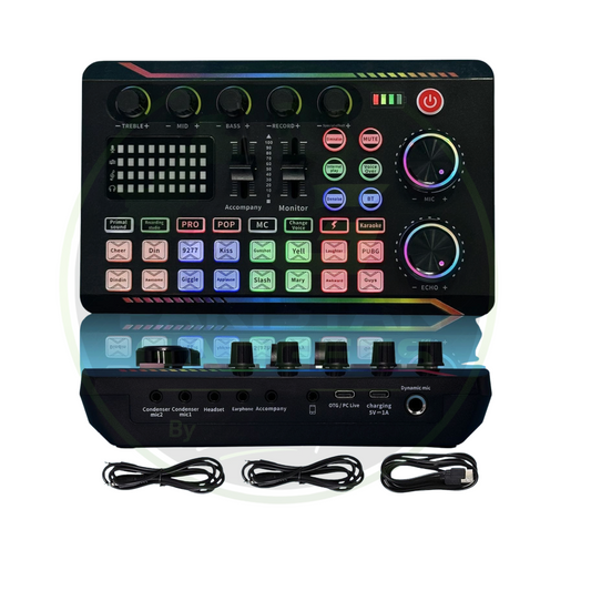 F998MAX Gaming Audio Mixer – Professional Streaming Sound Card with Bluetooth, Voice Changer & Audio Interface for PC & Phone