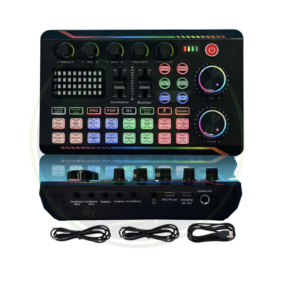 F998MAX Gaming Audio Mixer – Professional Streaming Sound Card with Bluetooth, Voice Changer & Audio Interface for PC & Phone