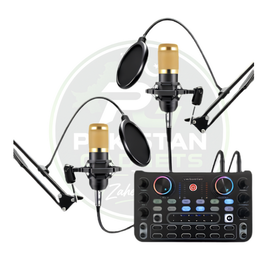 Dual BM800 Condenser Mic Kit with X60 Sound Card – 2-Person Podcast Setup