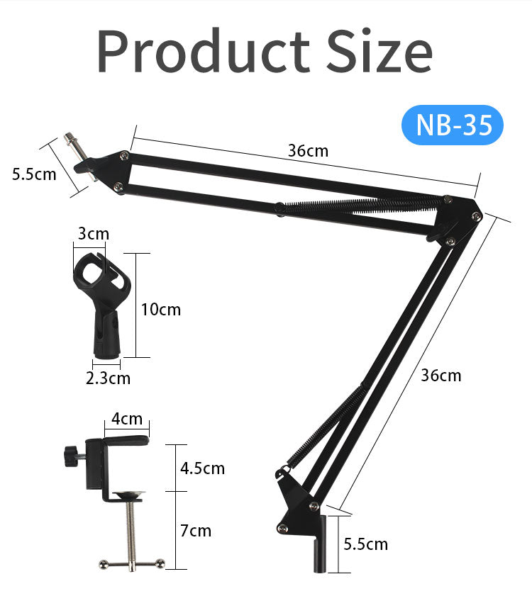 Extendable Microphone Scissor Arm Stand with Recording Mic – Studio Boom Arm Combo