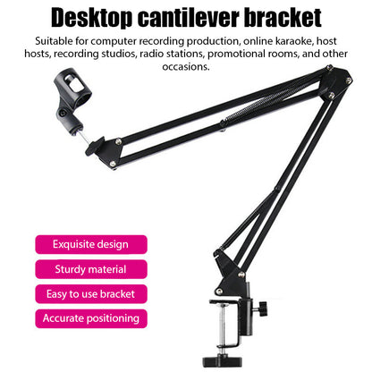 Extendable Microphone Scissor Arm Stand with Recording Mic – Studio Boom Arm Combo