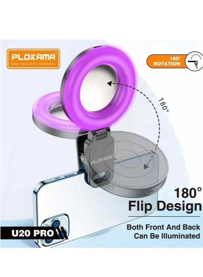 U20 Pro RGB Clip Selfie Light with Tripod Clamp