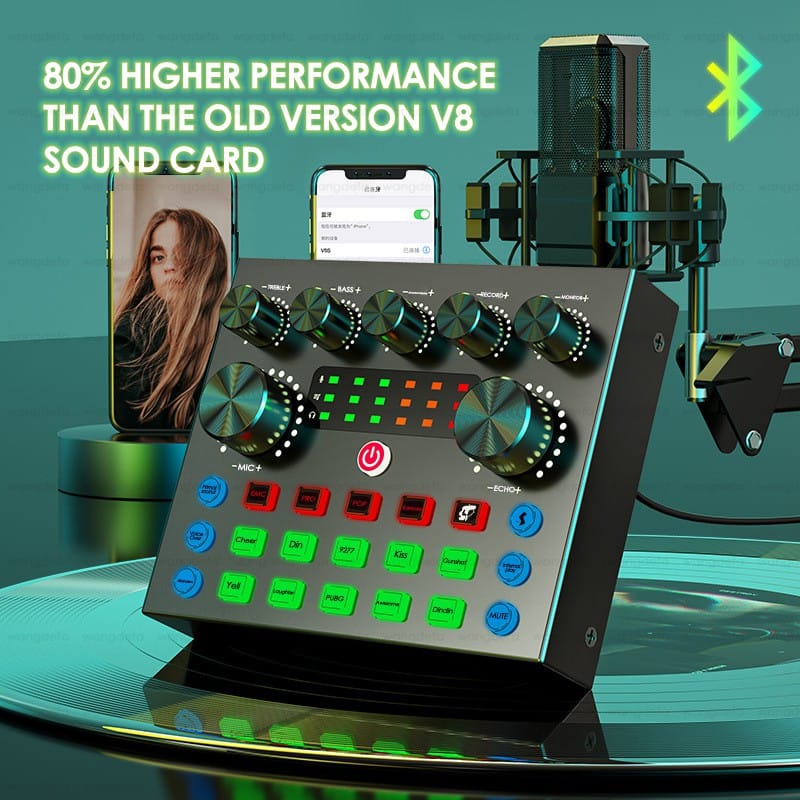 V10 Dual-Channel Sound Card – Professional Audio Mixer for Gaming, Podcast, TikTok, Facebook & YouTube Live Streaming