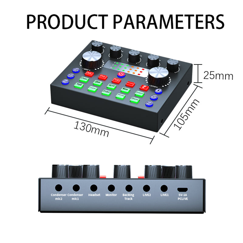 V10 Dual-Channel Sound Card – Professional Audio Mixer for Gaming, Podcast, TikTok, Facebook & YouTube Live Streaming