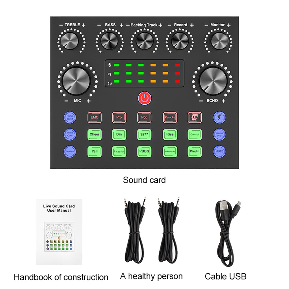 V10 Dual-Channel Sound Card – Professional Audio Mixer for Gaming, Podcast, TikTok, Facebook & YouTube Live Streaming