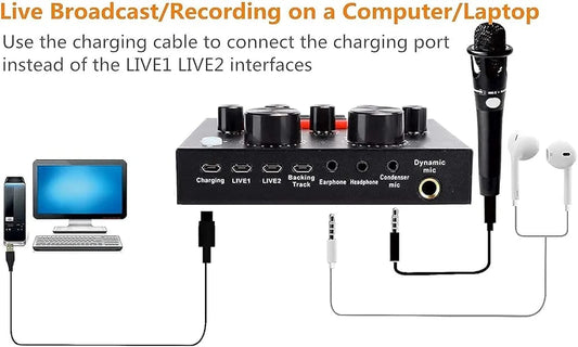 V8 Sound Card – Professional Audio Mixer for Podcast, TikTok, Facebook, YouTube Live Streaming & Gaming