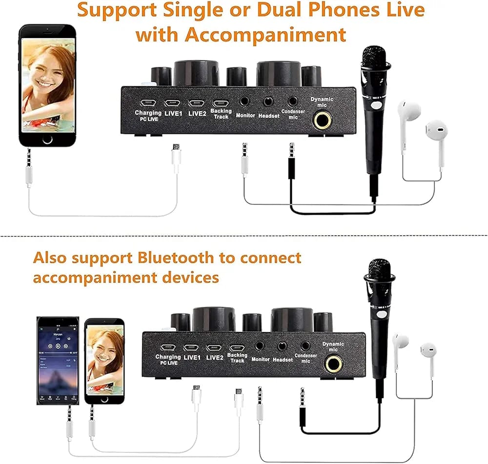 V8 Sound Card – Professional Audio Mixer for Podcast, TikTok, Facebook, YouTube Live Streaming & Gaming