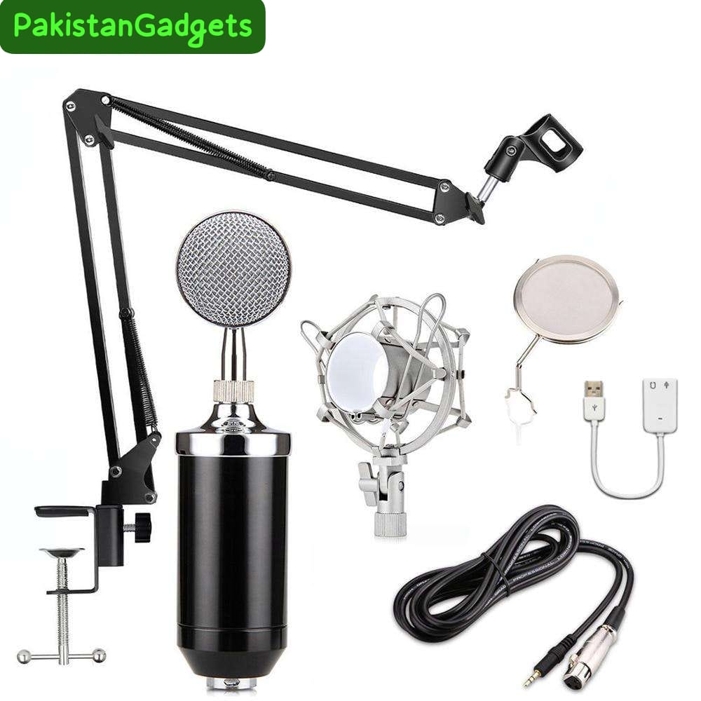 V900 Condenser Mic With Arm Stand Pop Filter Shock Mount XLR Cable