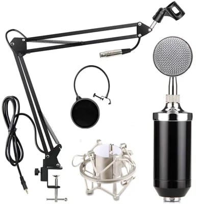 V900 Condenser Mic With Arm Stand Pop Filter Shock Mount XLR Cable