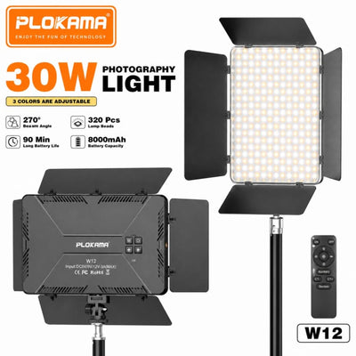 Plokama W12 30W Photography Light – 8000mAh Portable Video Light