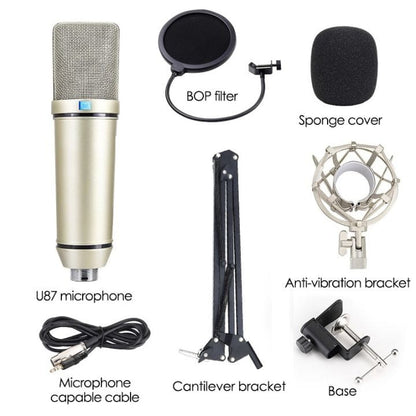 U87 Condenser Mic With M8 Dual Channel Professional Sound Card For Podcast And Live Streaming