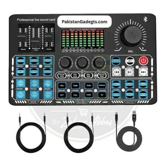 Q6S Dual-Channel Sound Card with Built-in 48V Phantom Power – Professional Audio Mixer for Live Streaming, Podcast & Recording