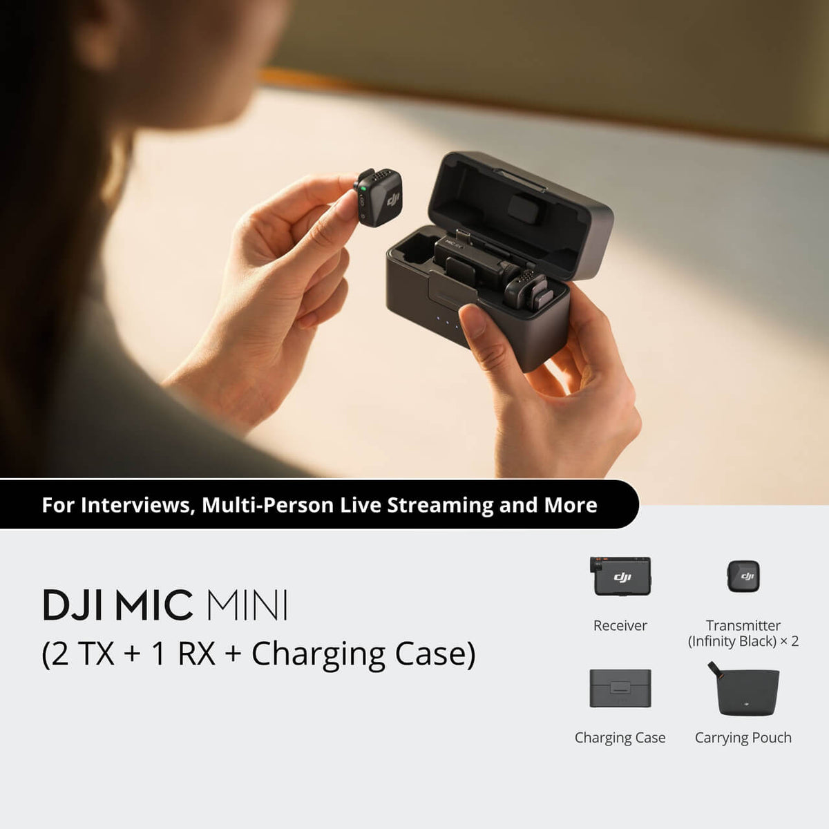 DJI Mic Mini transmitter and receiver for camera and smartphone