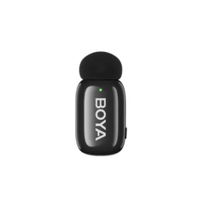 BOYA Mini 12 with USB-C and Lightning receivers and charging case